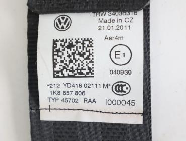 Sicherheitsgurt hinten rechts 1K8857806 VW SCIROCCO 3