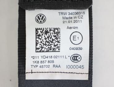 Sicherheitsgurt hinten links 1K8857805 VW SCIROCCO 3