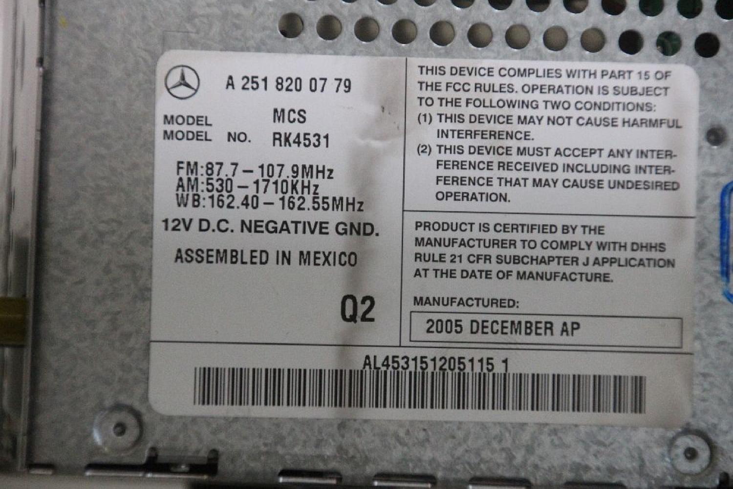 Navigationssystem 2518200779 Mercedes R-KLASSE W251