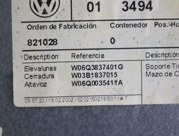 Fensterheber mechanisch 3trg. vorn links 6Q3837401G VW POLO 4 9N