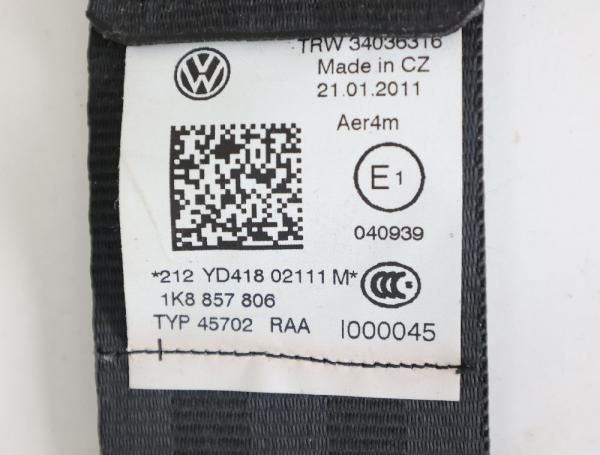 Sicherheitsgurt hinten rechts 1K8857806 VW SCIROCCO 3