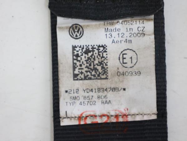 Sicherheitsgurt hinten rechts 5M0857806 VW GOLF PLUS