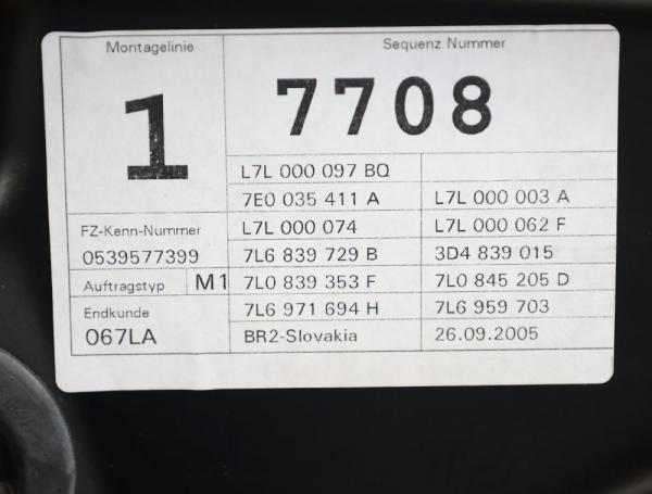 Tür hinten links L7L000003A VW TOUAREG 1 7L