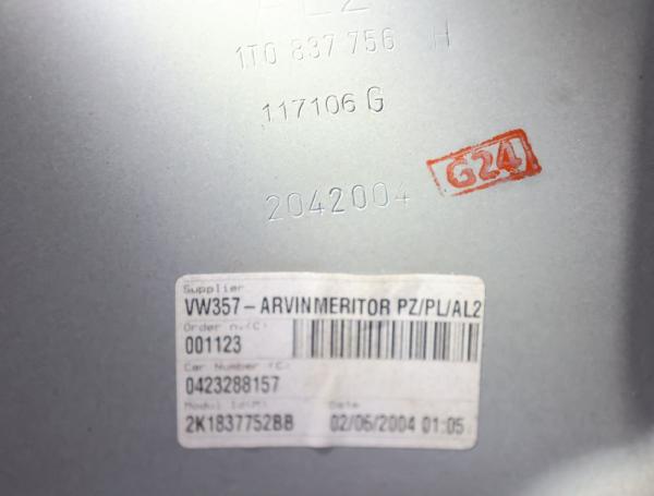 Fensterheber mechanisch vorn rechts 1T0837756 VW CADDY 3 Kasten