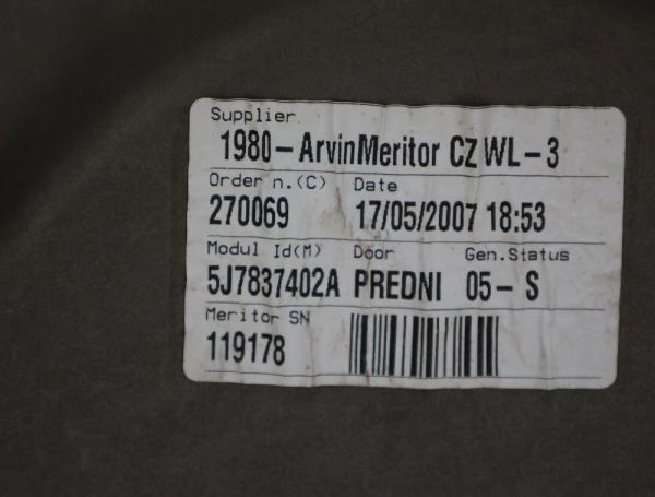 Fensterheber elektrisch vorn rechts 5J7837402A Skoda ROOMSTER 5J