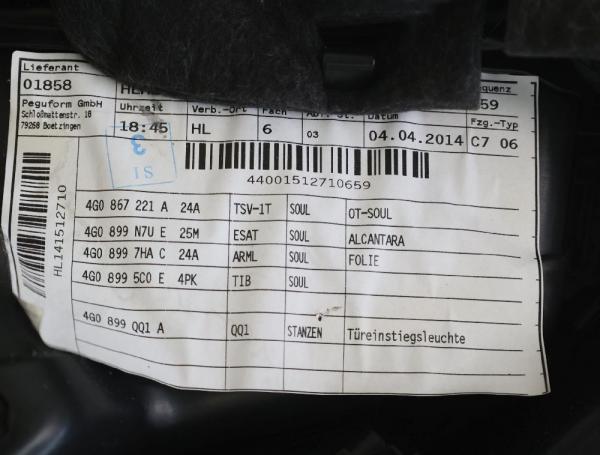 Türverkleidung innen 4G0867221A Audi A6 Avant C7