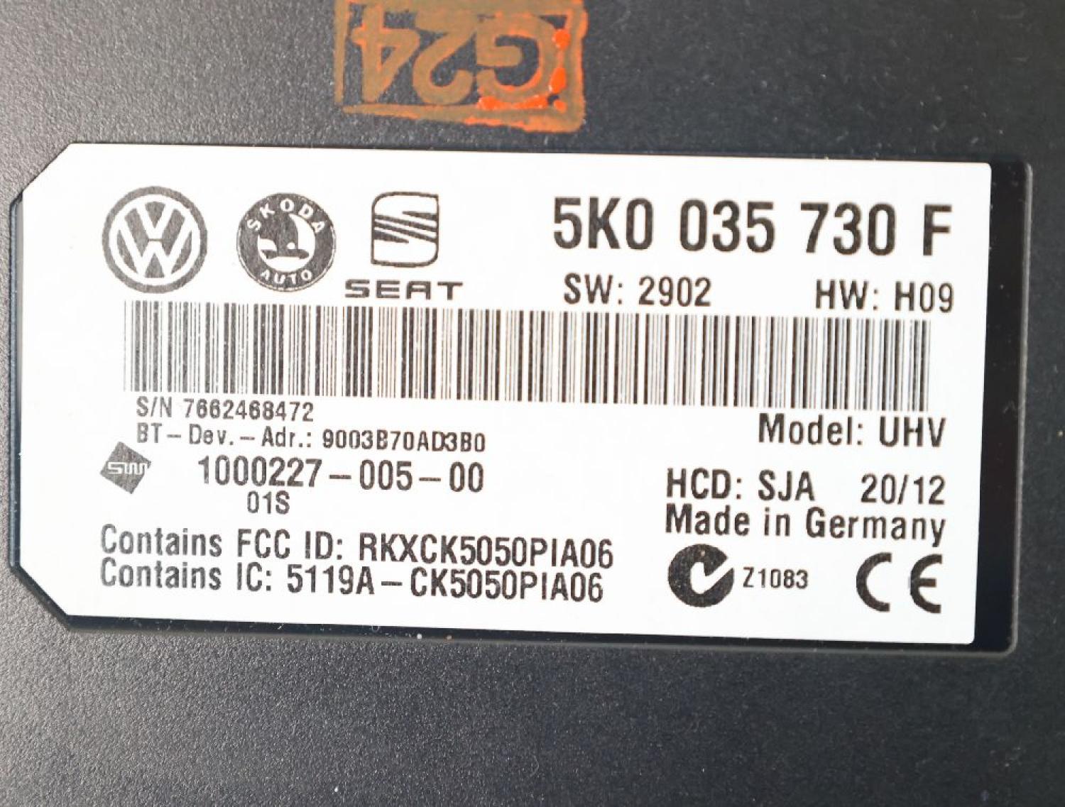 Steuergerät Karosserie 5K0035730F VW GOLF 6 Variant