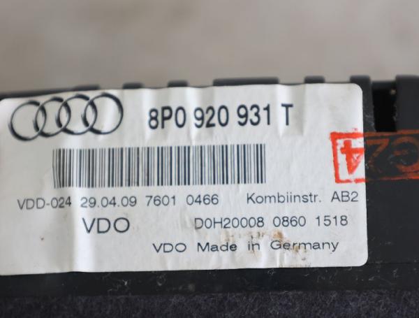 Kombiinstrument 8P0920931T Audi A3 SPORTBACK 8PA
